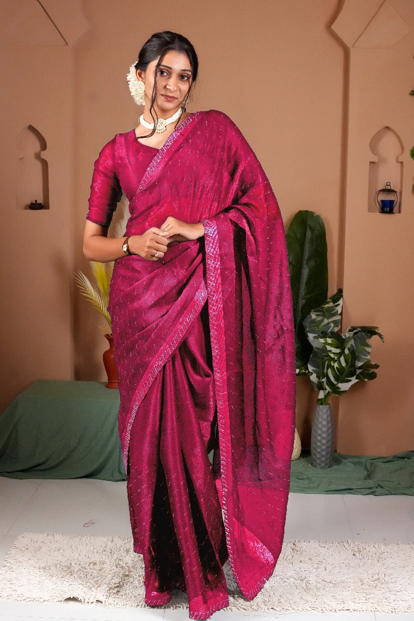Cross Beeds Saree-Rani