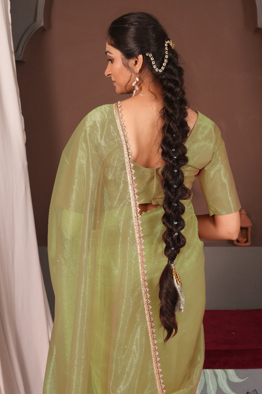 Gold Moti Saree-Pista