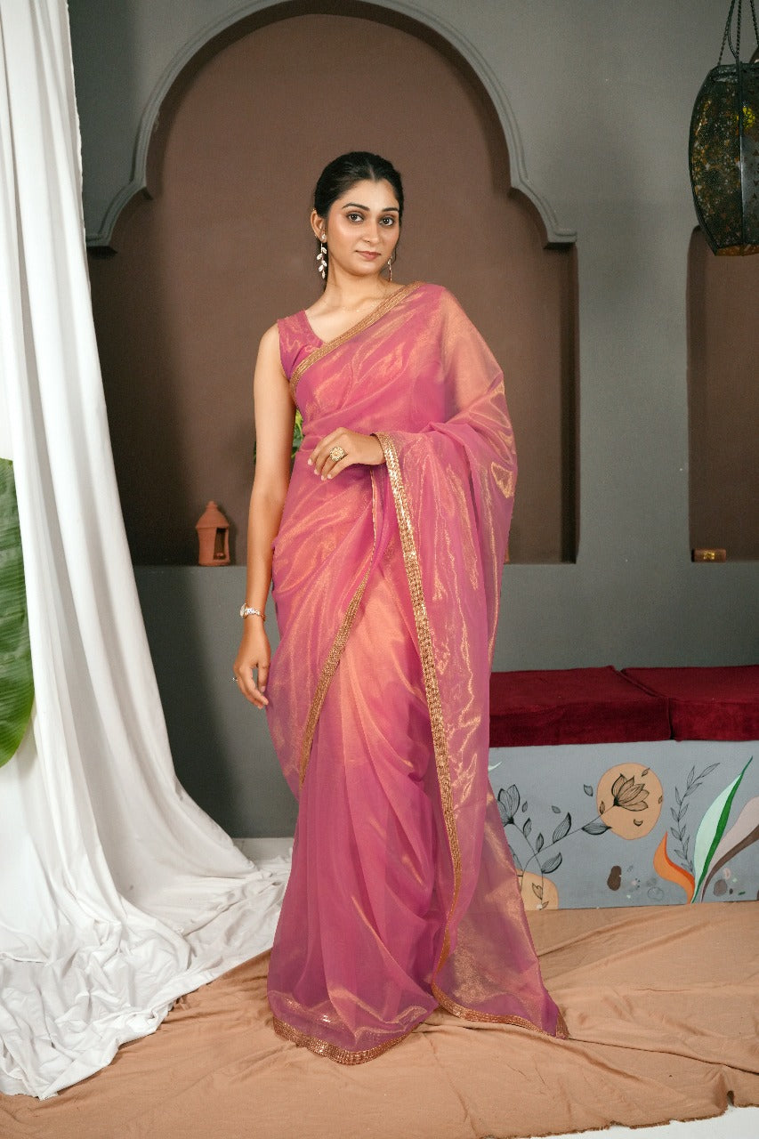 Rojgold Sequence Lace-Pink