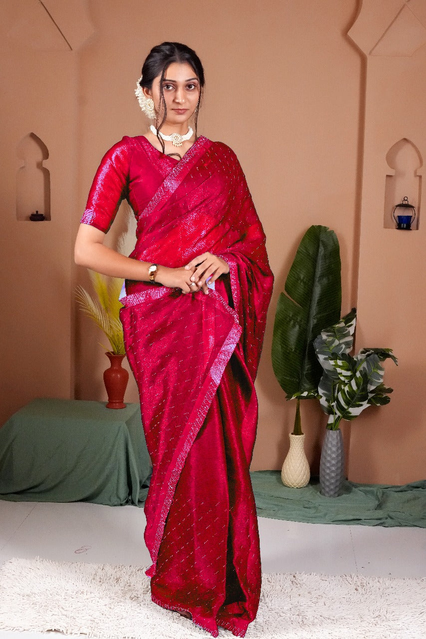 Cross Beeds Saree-Rani