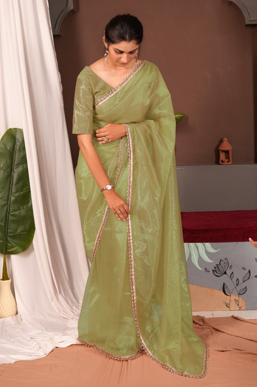 Gold Moti Saree-Pista