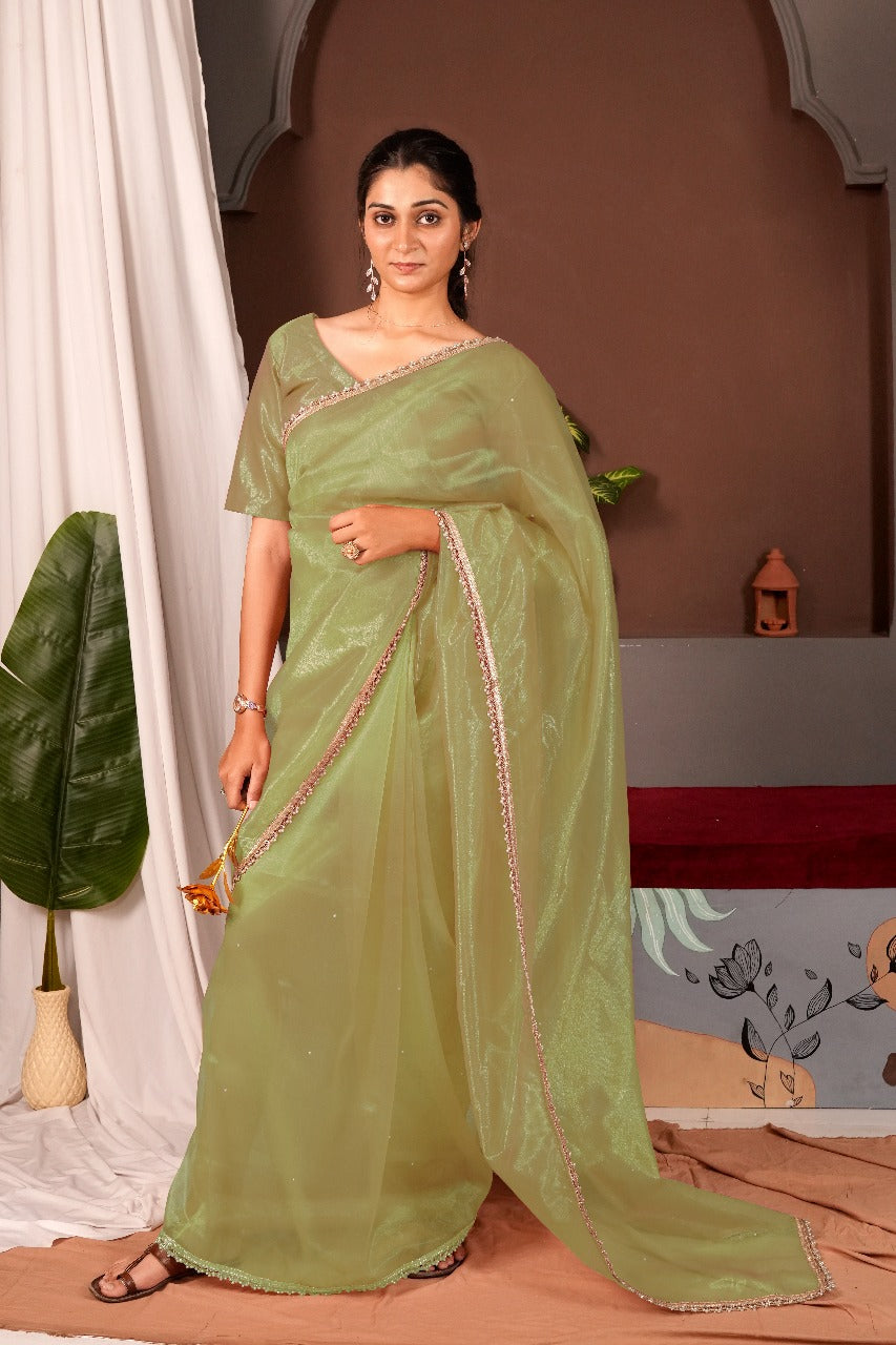 Gold Moti Saree-Pista