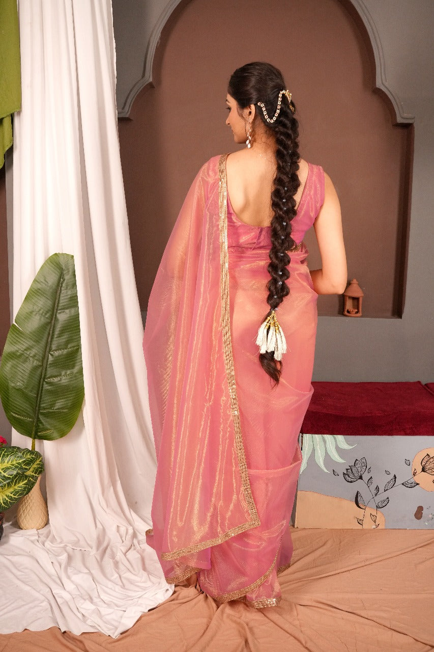 Rojgold Sequence Lace-Pink