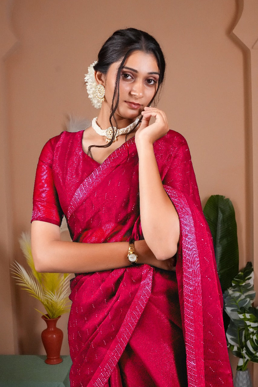 Cross Beeds Saree-Rani